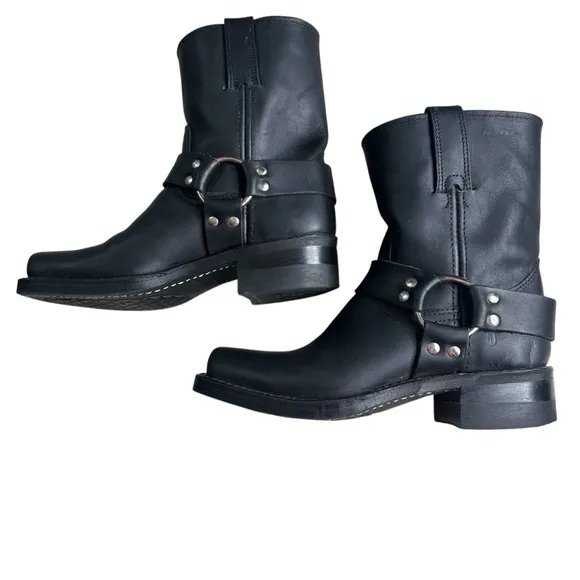 Frye Women’s Harness 8R Black Leather Boots. Size 6 1/2