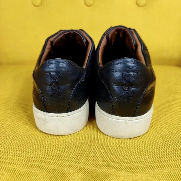 Frye Women's Lena Low Soft Leather Zipper Black Sneakers Casual Shoes Size 9M