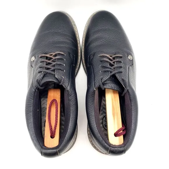 G Fore Gallivanter Golf Shoes Mens 8.5 G/Lock Black Pebble Leather Saddle