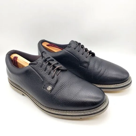 G Fore Gallivanter Golf Shoes Mens 8.5 G/Lock Black Pebble Leather Saddle