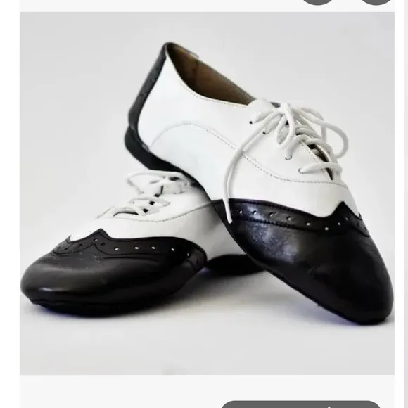 G FRANCO Tempo Mambo dance shoe  Black and White  spats or saddle shoes vibe