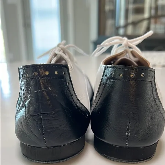 G FRANCO Tempo Mambo dance shoe  Black and White  spats or saddle shoes vibe