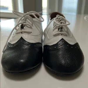 G FRANCO Tempo Mambo dance shoe  Black and White  spats or saddle shoes vibe