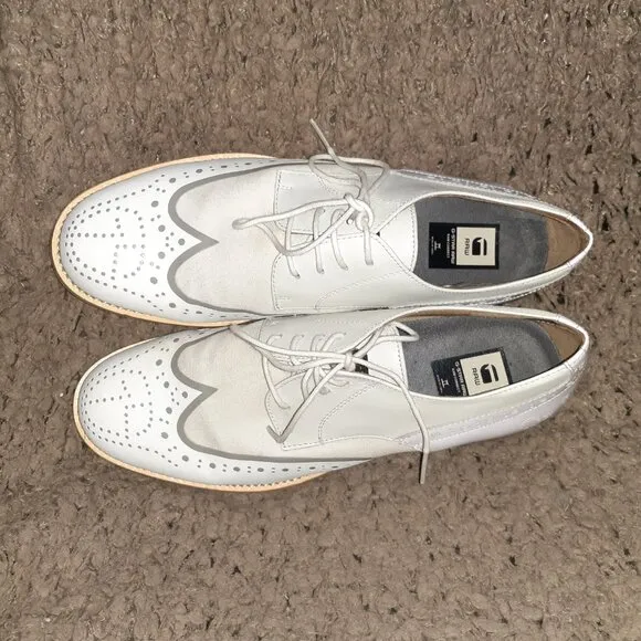 G-STAR RAW CORRECTLINE-White Leather/Patent Wingtip Design-Sz 8-Near Mint