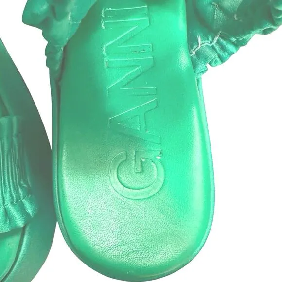 GANNI - Green Smock Platform Sandals - Size 11