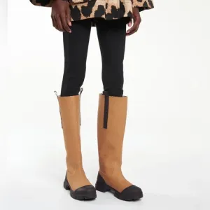 GANNI Recycled‎ Rubber Boots The Country Tall Lug Sole Boots in Chipmunk