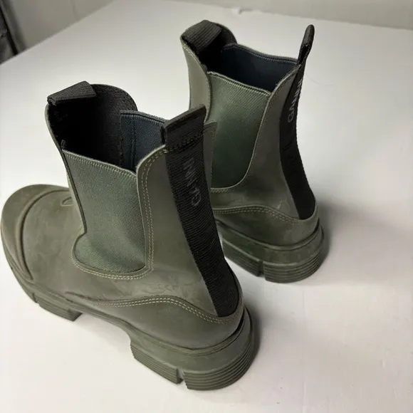 GANNI Recycled rubber Chelsea ankle boots size 39