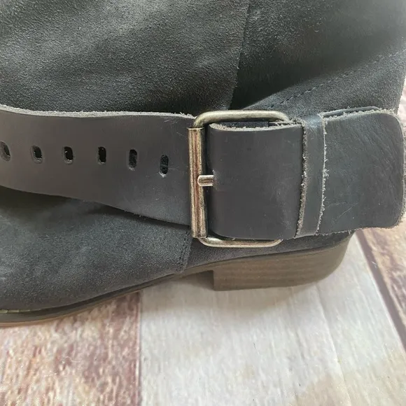Garnet Hill gray suede‎ booties w/ buckle size 37