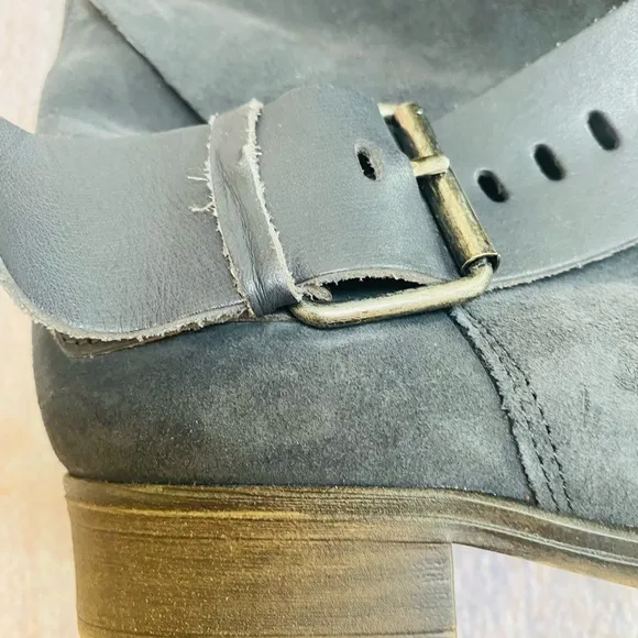Garnet Hill gray suede‎ booties w/ buckle size 37