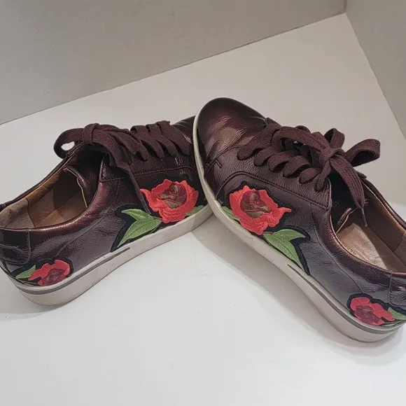 Gentle Souls Kenneth Cole Shoes Wom 7 M Haddle Rose Sneakers Leather Embroidered