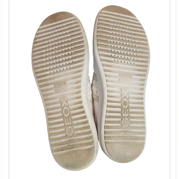 Geox Respira Pontoise Women's White Silver Leather Shoes Sneaker Size 7 Y2K 90s