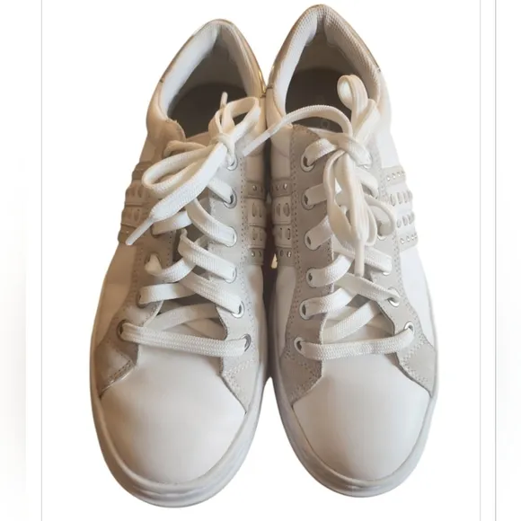 Geox Respira Pontoise Women's White Silver Leather Shoes Sneaker Size 7 Y2K 90s