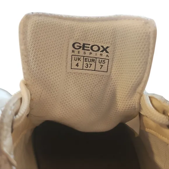 Geox Respira Pontoise Women's White Silver Leather Shoes Sneaker Size 7 Y2K 90s