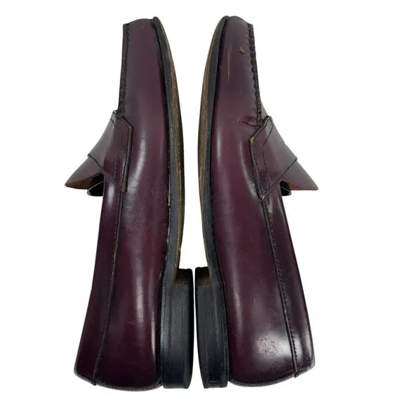 G.H Bass Weejuns Penny Loafer Shoes Burgundy Leather Slip On Men's 8.5 EE Wide