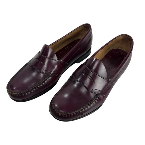 G.H Bass Weejuns Penny Loafer Shoes Burgundy Leather Slip On Men's 8.5 EE Wide