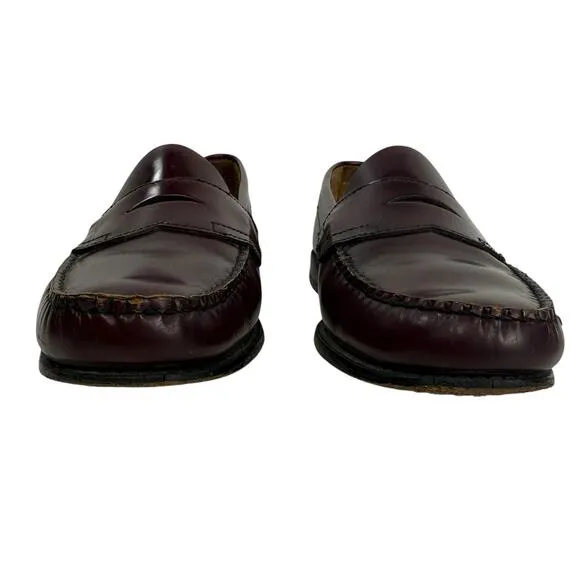 G.H Bass Weejuns Penny Loafer Shoes Burgundy Leather Slip On Men's 8.5 EE Wide