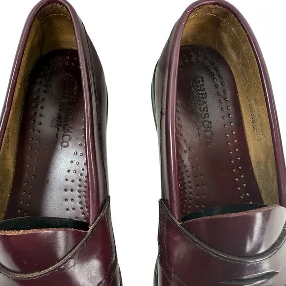 G.H Bass Weejuns Penny Loafer Shoes Burgundy Leather Slip On Men's 8.5 EE Wide