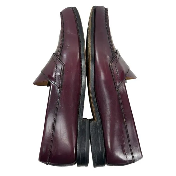 G.H Bass Weejuns Penny Loafer Shoes Burgundy Leather Slip On Men's 8.5 EE Wide