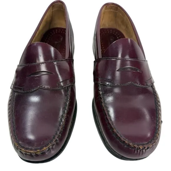G.H Bass Weejuns Penny Loafer Shoes Burgundy Leather Slip On Men's 8.5 EE Wide