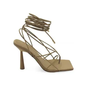 Gia Borghini x Rhw Brown 'Rosie 6' Leather Lace Up Sandals Size 9
