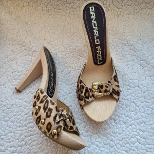Giancarlo Paoli cheetah print calf skin heels