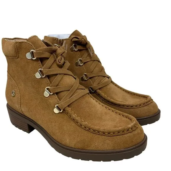 Giani Bernini Bertey Tan Suede Leather Ankle Combat Lace-Up Boots 8
