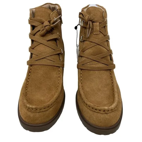 Giani Bernini Bertey Tan Suede Leather Ankle Combat Lace-Up Boots 8