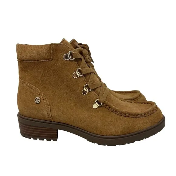Giani Bernini Bertey Tan Suede Leather Ankle Combat Lace-Up Boots 8