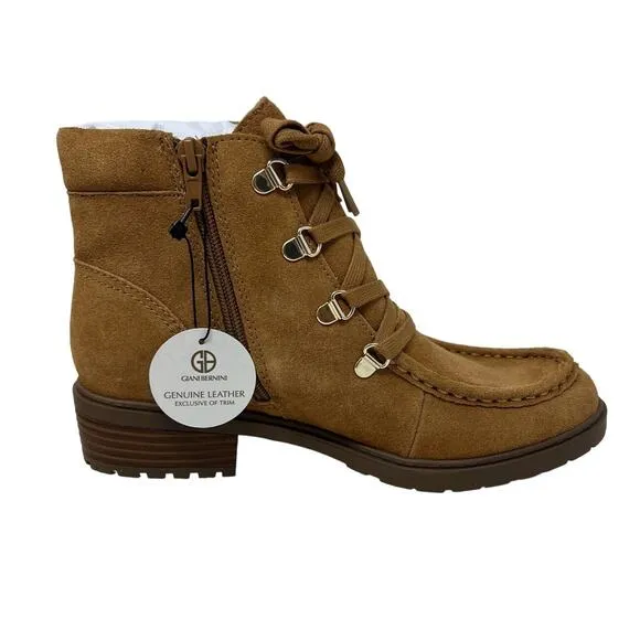 Giani Bernini Bertey Tan Suede Leather Ankle Combat Lace-Up Boots 8