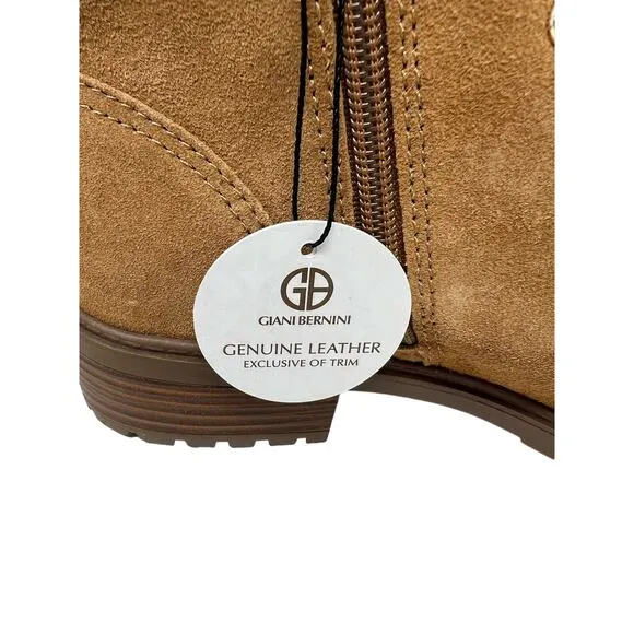 Giani Bernini Bertey Tan Suede Leather Ankle Combat Lace-Up Boots 8
