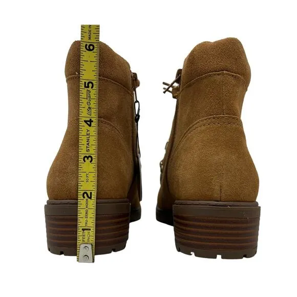Giani Bernini Bertey Tan Suede Leather Ankle Combat Lace-Up Boots 8