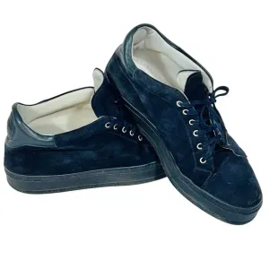 Gianni Versace Black Suede Shoes Men 8.5 EU 42 Mid Top Leather Sneakers Used
