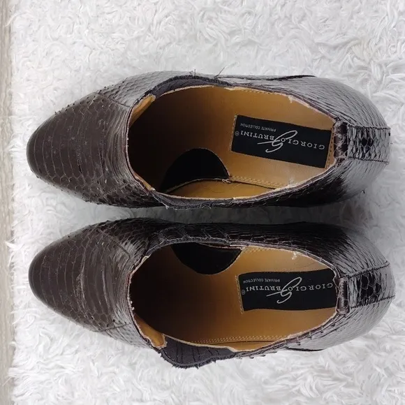 Giorgio Brutini Dark Brown Genuine Snakeskin Leather Almond Toe Chelsea Boot