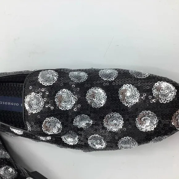 Giorgio Brutini Men's Black/Silver Polka Dot Sequin Slip-Ons