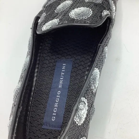 Giorgio Brutini Men's Black/Silver Polka Dot Sequin Slip-Ons