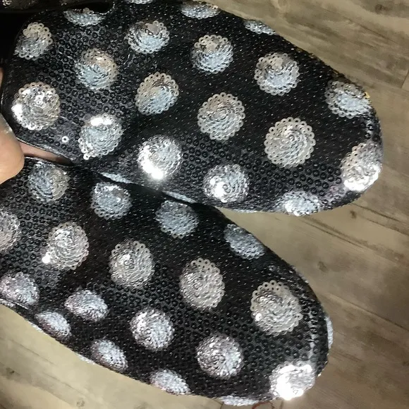 Giorgio Brutini Men's Black/Silver Polka Dot Sequin Slip-Ons