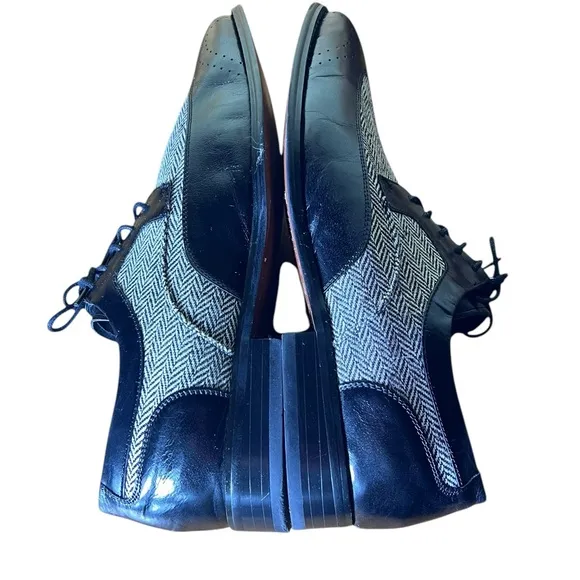 Giovanni 6484 Leather Wingtip Oxford Dress Shoes Black Tweed Men's Size 13
