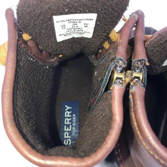 𝅺Girls sperry brown duck boots size 12 kids