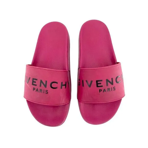 Givenchy Berry Red Slide Sandals Synthetic Rubber SZ 37 EU