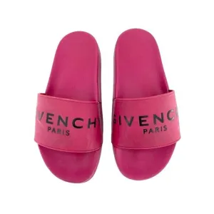 Givenchy Berry Red Slide Sandals Synthetic Rubber SZ 37 EU