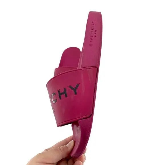 Givenchy Berry Red Slide Sandals Synthetic Rubber SZ 37 EU