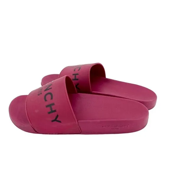 Givenchy Berry Red Slide Sandals Synthetic Rubber SZ 37 EU
