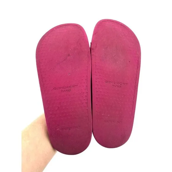 Givenchy Berry Red Slide Sandals Synthetic Rubber SZ 37 EU