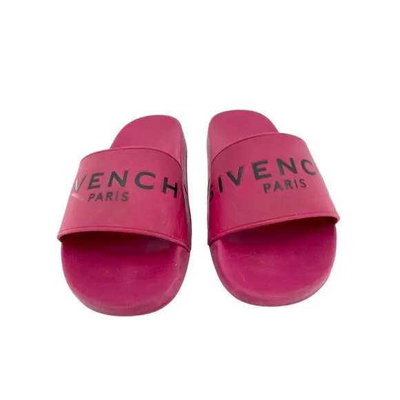 Givenchy Berry Red Slide Sandals Synthetic Rubber SZ 37 EU