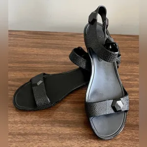 Givenchy Black Rubber Jellies, Stingray-Pattern Jeweled Sandals, Size 36
