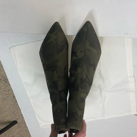 Good American Green Camo Ankle Neoprene Booties NEW Size 6.5