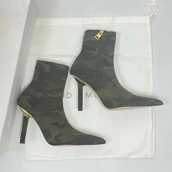 Good American Green Camo Ankle Neoprene Booties NEW Size 6.5
