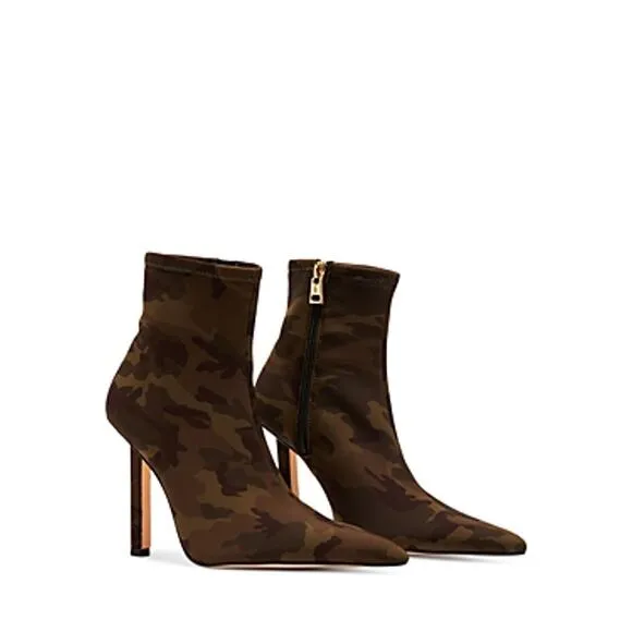 Good American Green Camo Ankle Neoprene Booties NEW Size 6.5