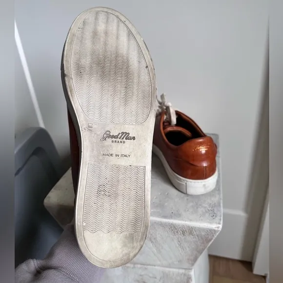 Goodman brand brown tan leather lace up sneakers shoes 11