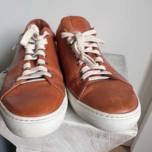 Goodman brand brown tan leather lace up sneakers shoes 11